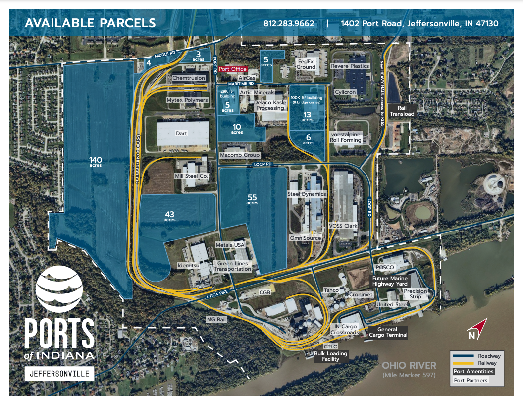 Ports of Indiana Jeffersonville Rail Map